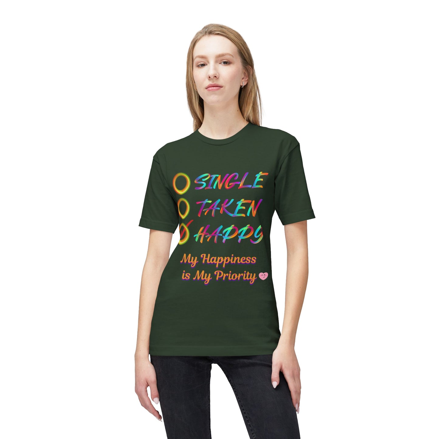 My Happiness is My Priority, Unisex Midweight T-shirt, Valentine to Myself T-Shirt, Valentine T-Shirt, Self-Love T-Shirts, Taken, Single Happy