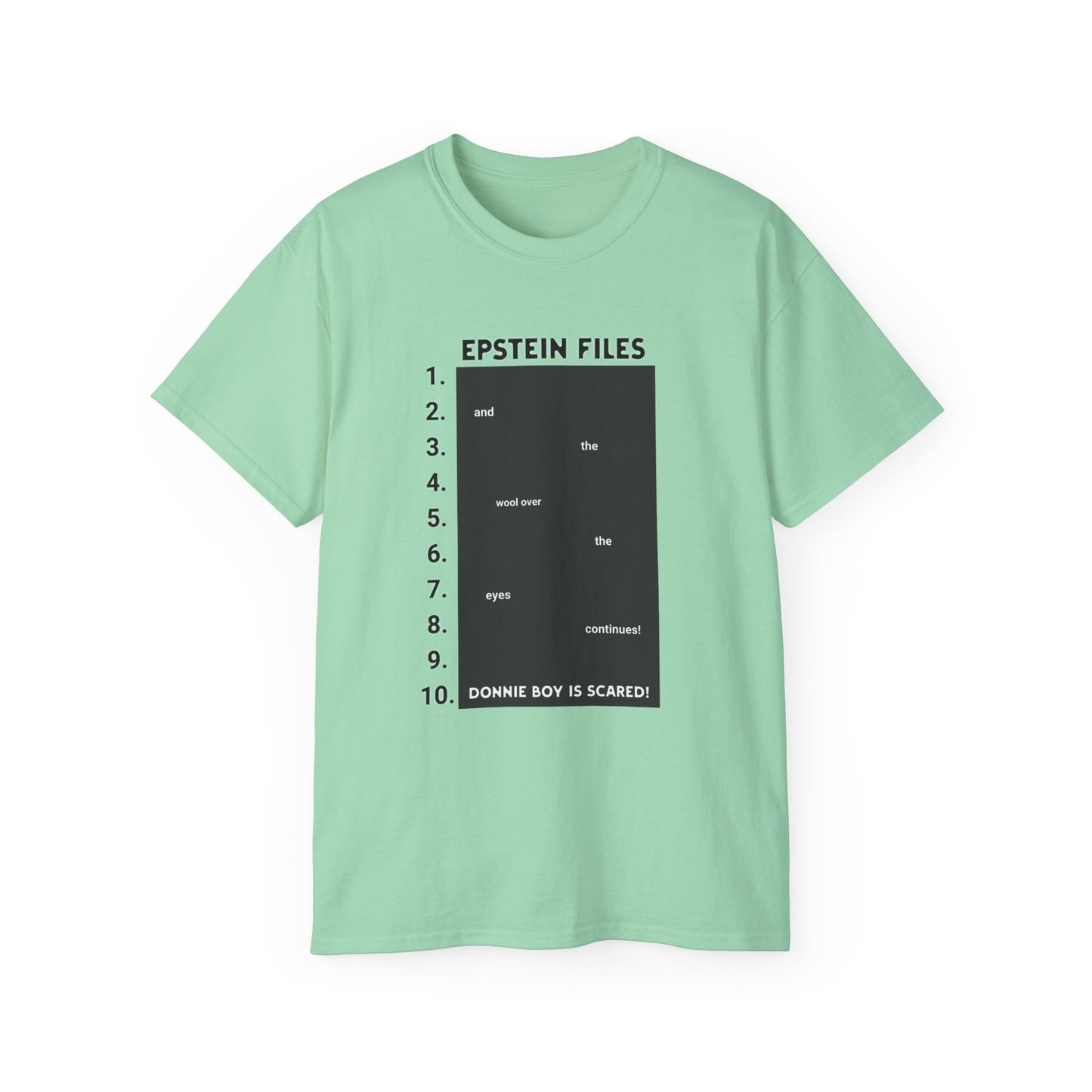 Epstein Files Graphic Tee — 'Donnie Boy Is Scared' Conspiracy Satire T-Shirt