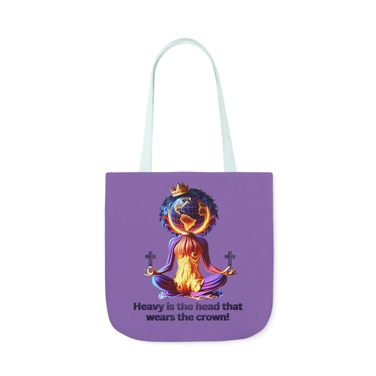 "Heavy is the Head" Canvas Tote Bag, 5-Color Straps, Purple Tote Bag for Women, Purple Inspirational Tote Bag for Women, Tote Bag Gift for Women