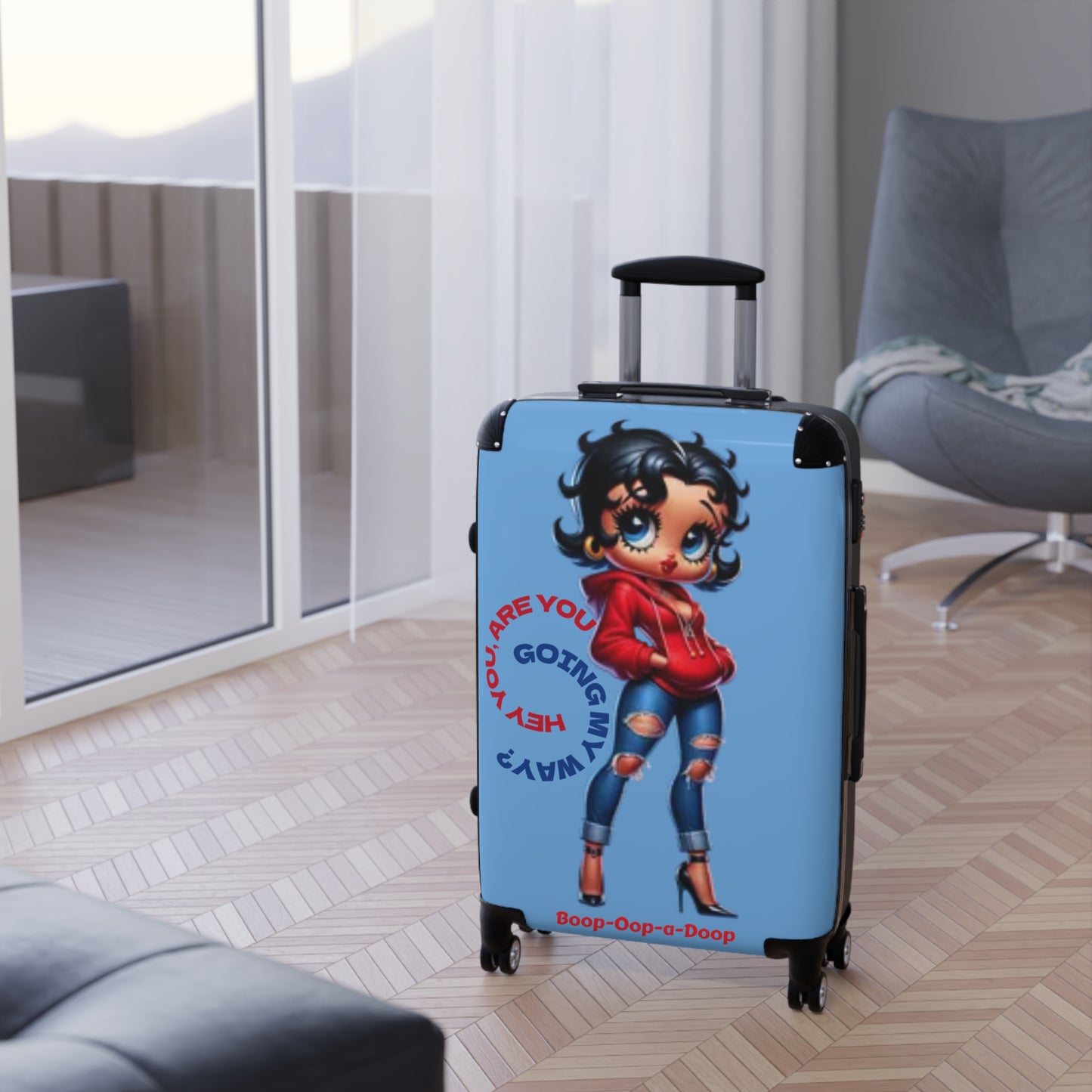 Chic Travel Suitcase with Trendy Betty Boop Cartoon Design, Durable Luggage for Fashion Lovers, Perfect Gift for Travelers, Weekend Getaways