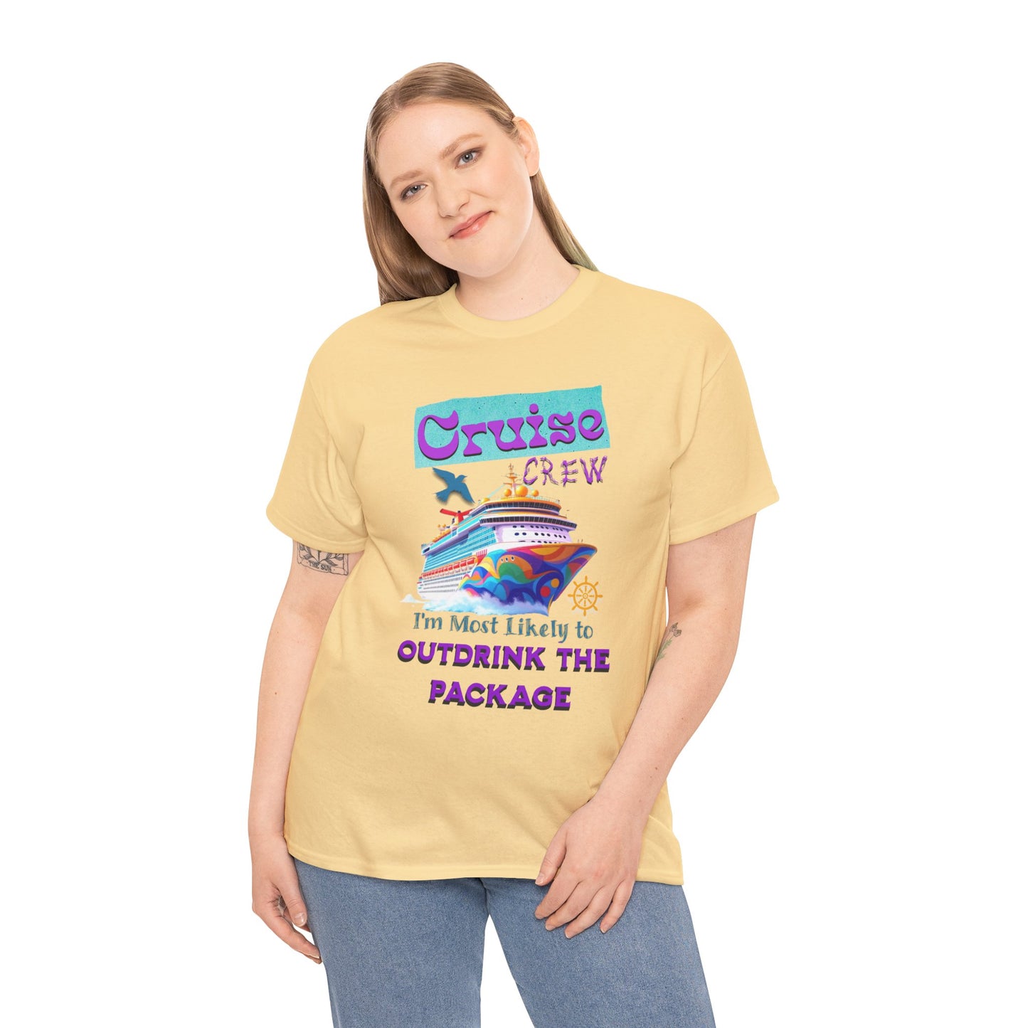 Cruise Crew Outdrink Package Tee | Fun Vacation T-Shirt | Perfect for Summer, Group Trips, Gifts, Drink Package T-Shirt for Cruise