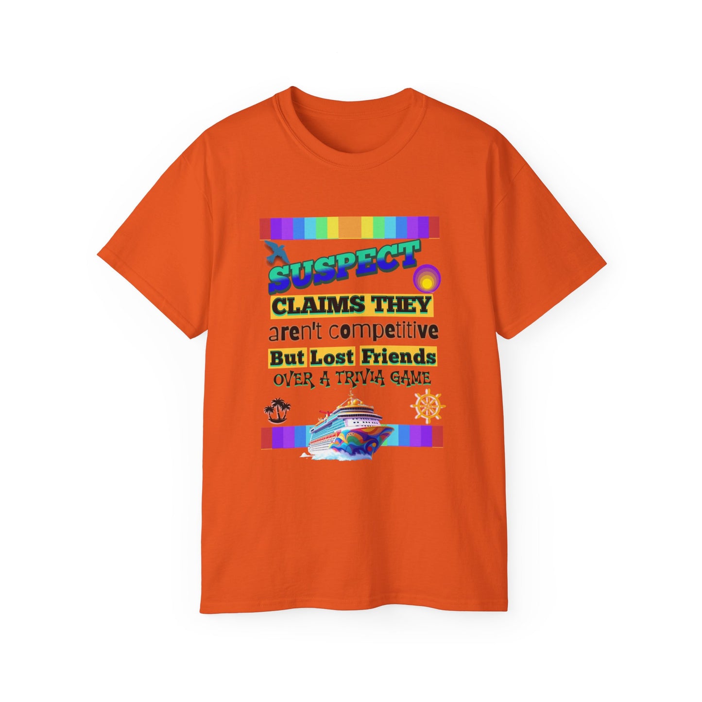 Competitive Spirit Cruise Crew Unisex Tee - Fun Trivia Game Shirt, Gift for Friends, Casual Wear, Family Game Night, Unique Graphic Tee