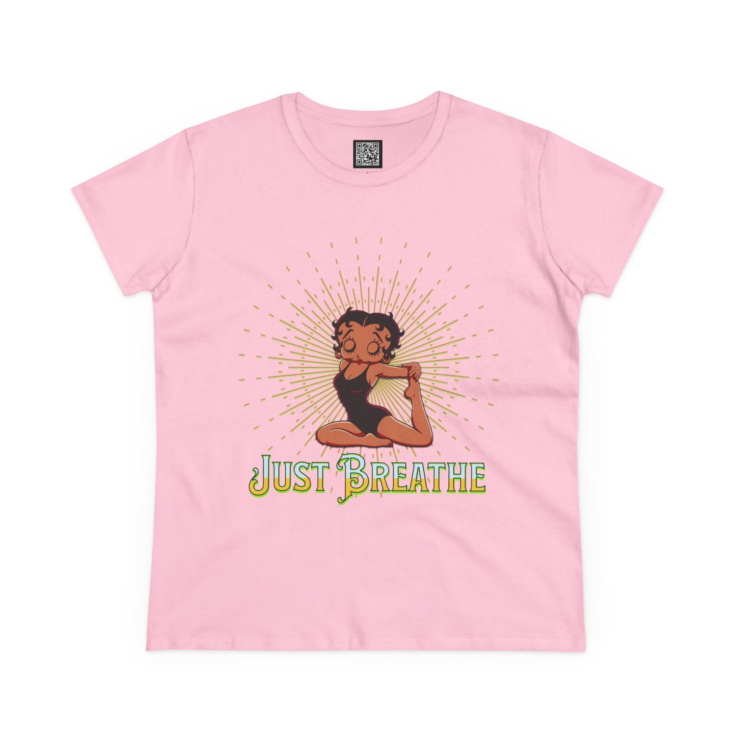 Just Breathe Betty Boop Women's Yoga Tee - Midweight Cotton Shirt for Relaxation and Mindfulness, Betty Boop Just Breathe T-Shirts