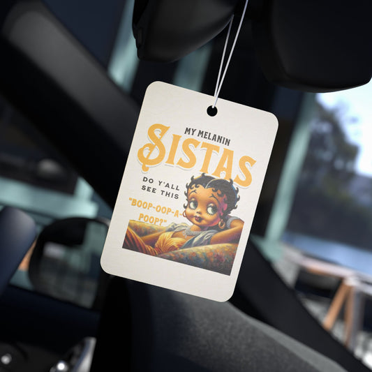 Vintage Betty Boop My Melanin Sistas Car Air Freshener - Fun and Cute Design, Melanin Gift for Black Women,