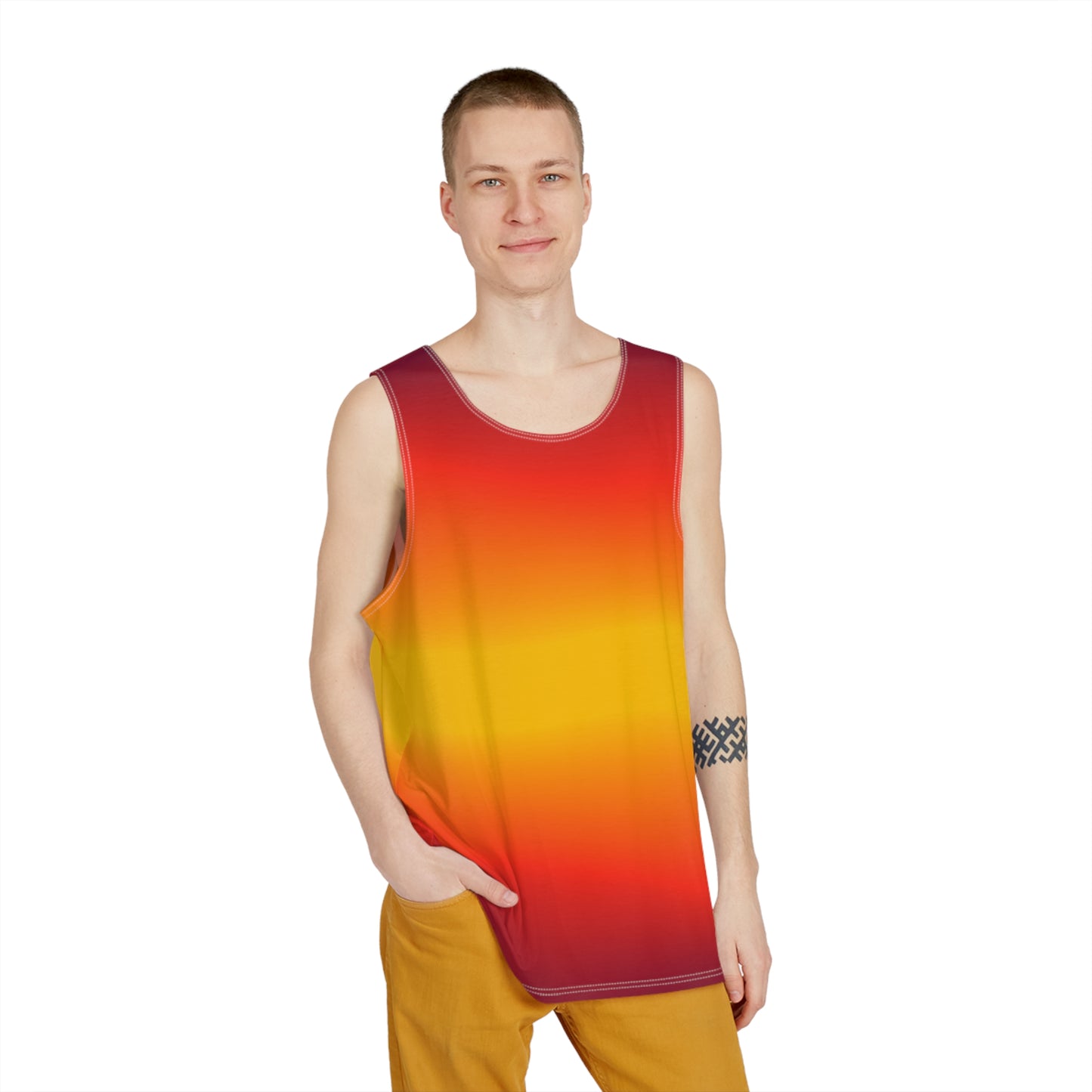 Men's Soft Colorful Tank Top, Gym Shirts for Men, One-of-a-Kind Print Soft Style Tank Top for Men