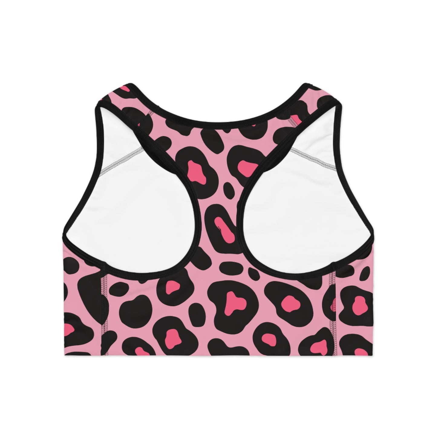 Bold Pink Leopard Print Sports Bra | Comfortable Workout Essential, Matching Shorts Sold Separately