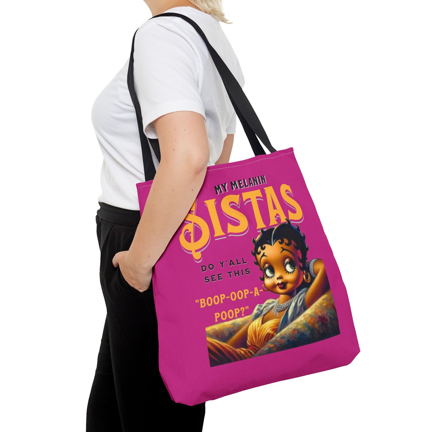 Black Betty Boop Tote Bag, 92 Percent Women Tote Bag, Cute Betty Boop Gift, Pink Betty Boop Tote Bag, Humorous Betty Boop Bag