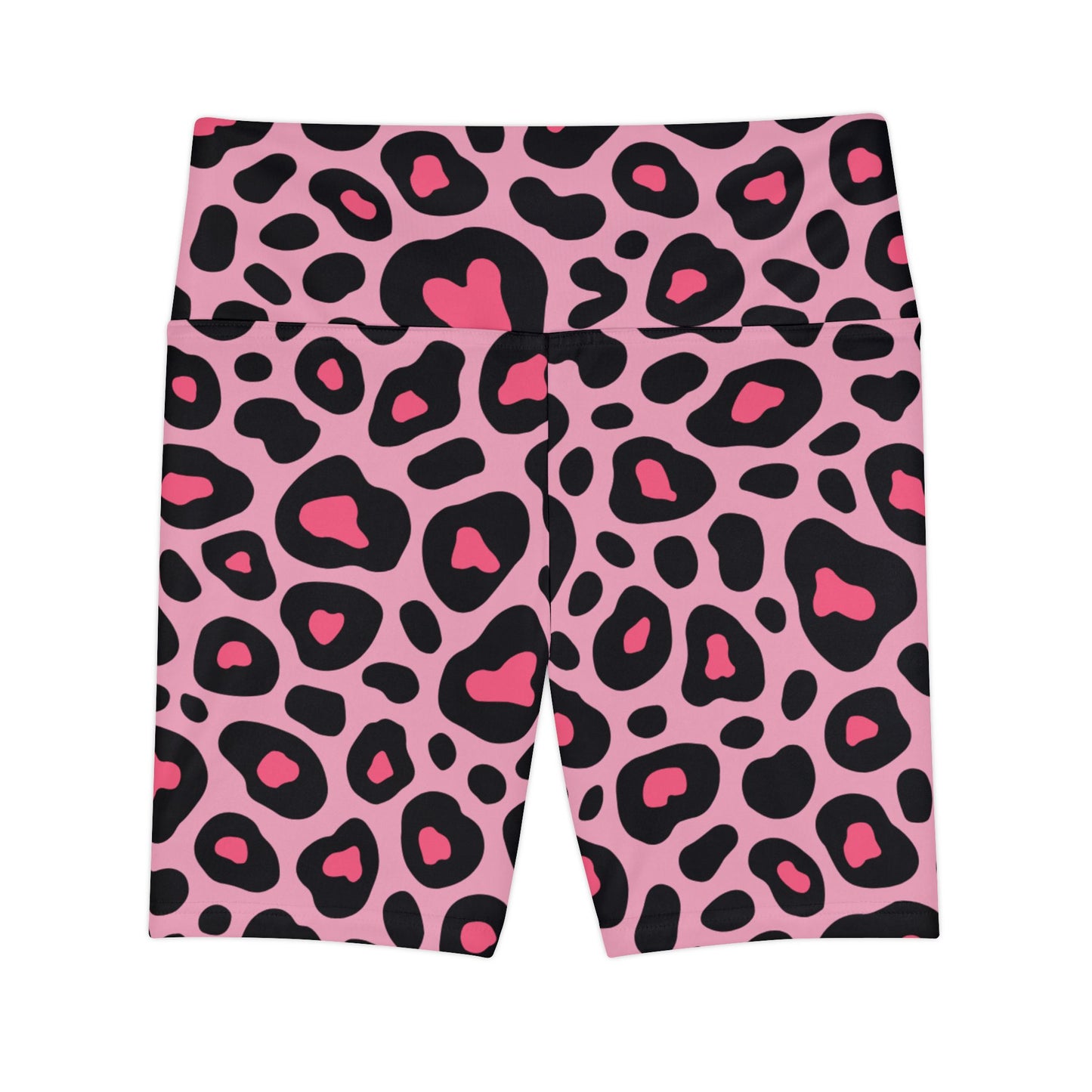 Bold Leopard Print Women's Workout Shorts - Stylish Athletic Wear, Pink and Black Leopard Print Yoga Shorts, Matching Sports Bra Sold Separately