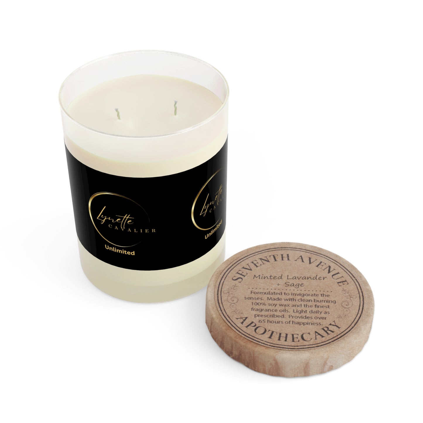 Lynette Cavalier's Seventh Avenue Scented Candle - Full Glass, 11oz, 65 Burn Hours, 100% Food Grade Soy Candle, Vegan Candle