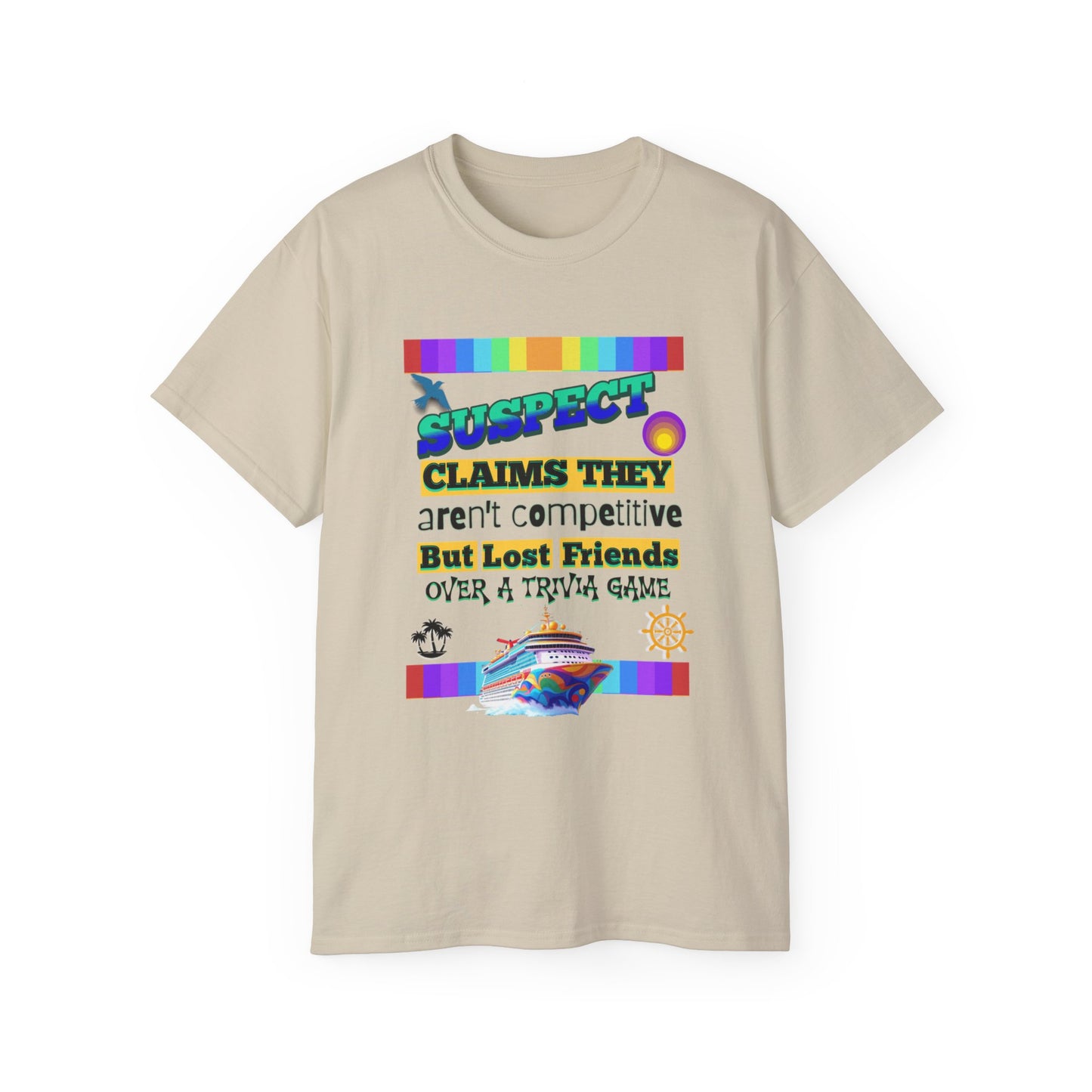 Competitive Spirit Cruise Crew Unisex Tee - Fun Trivia Game Shirt, Gift for Friends, Casual Wear, Family Game Night, Unique Graphic Tee