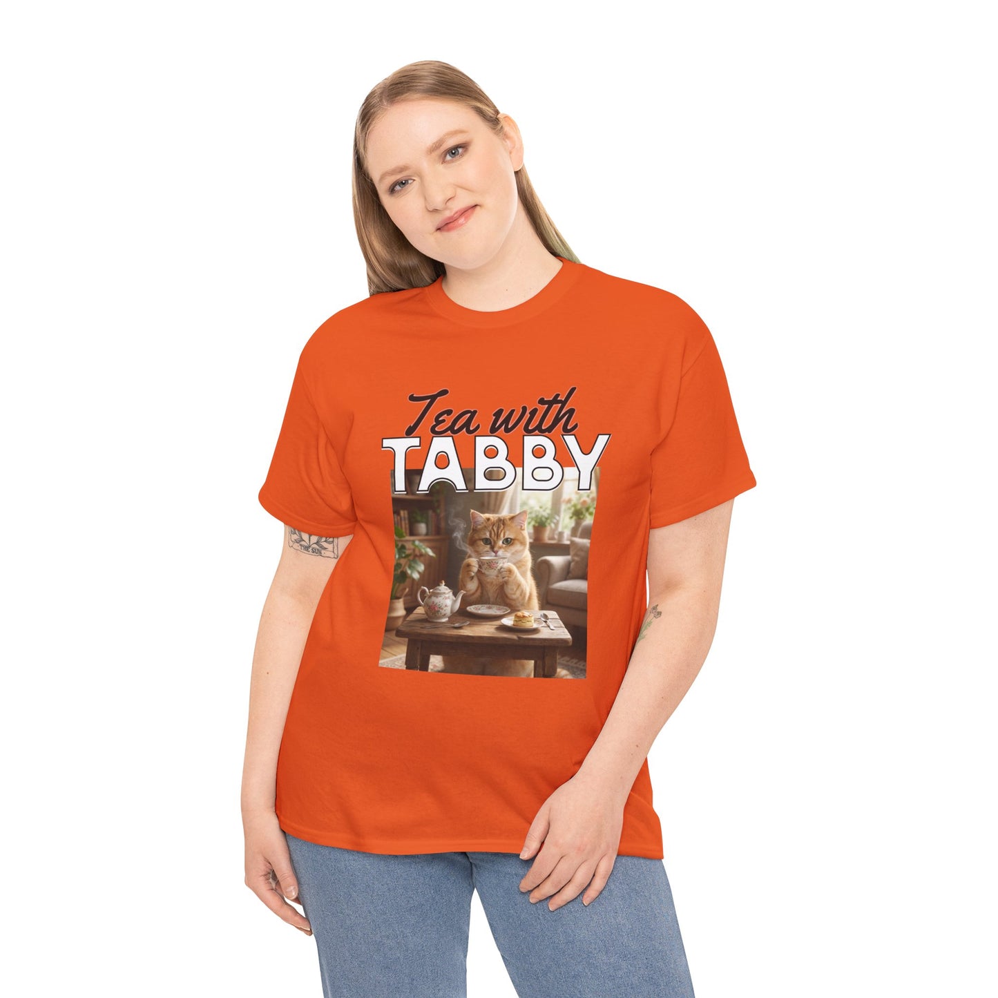 Personalized Tea with Tabby T-Shirt — Custom Cozy Cat Graphic Tee