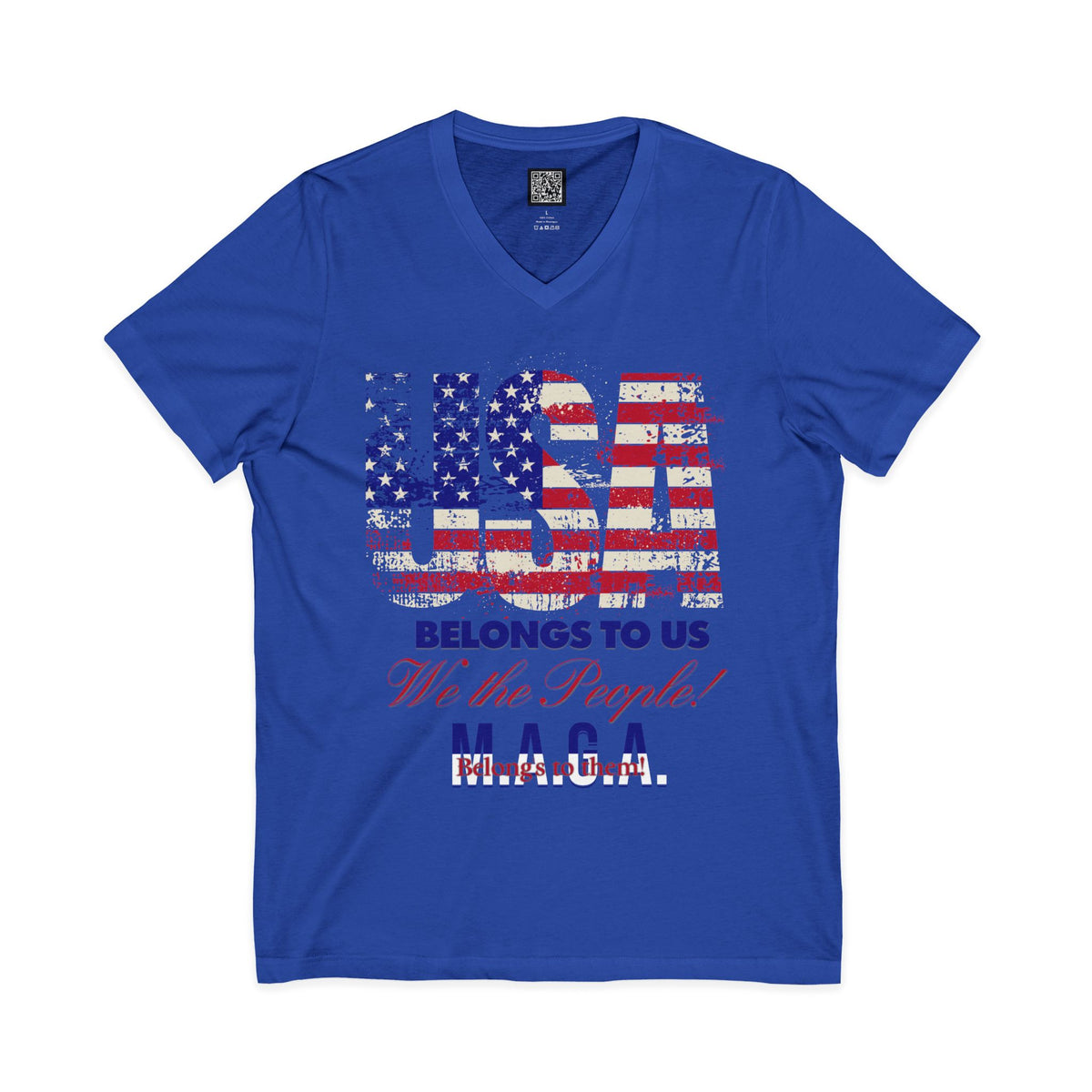 No Kings Protest V-Neck Tee – USA Belongs to We the People, Hands Off Shirt, Fight Oligarchy, Anti-MAGA Tee, S–2XL