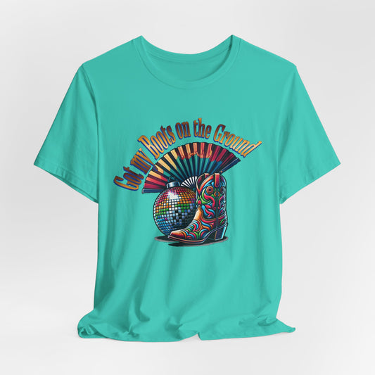 Boots on the Ground Groove Tee, Disco Ball Unisex Jersey Tee - Fun Tee for Latest Dance Crave Boots on the Ground Music Lovers