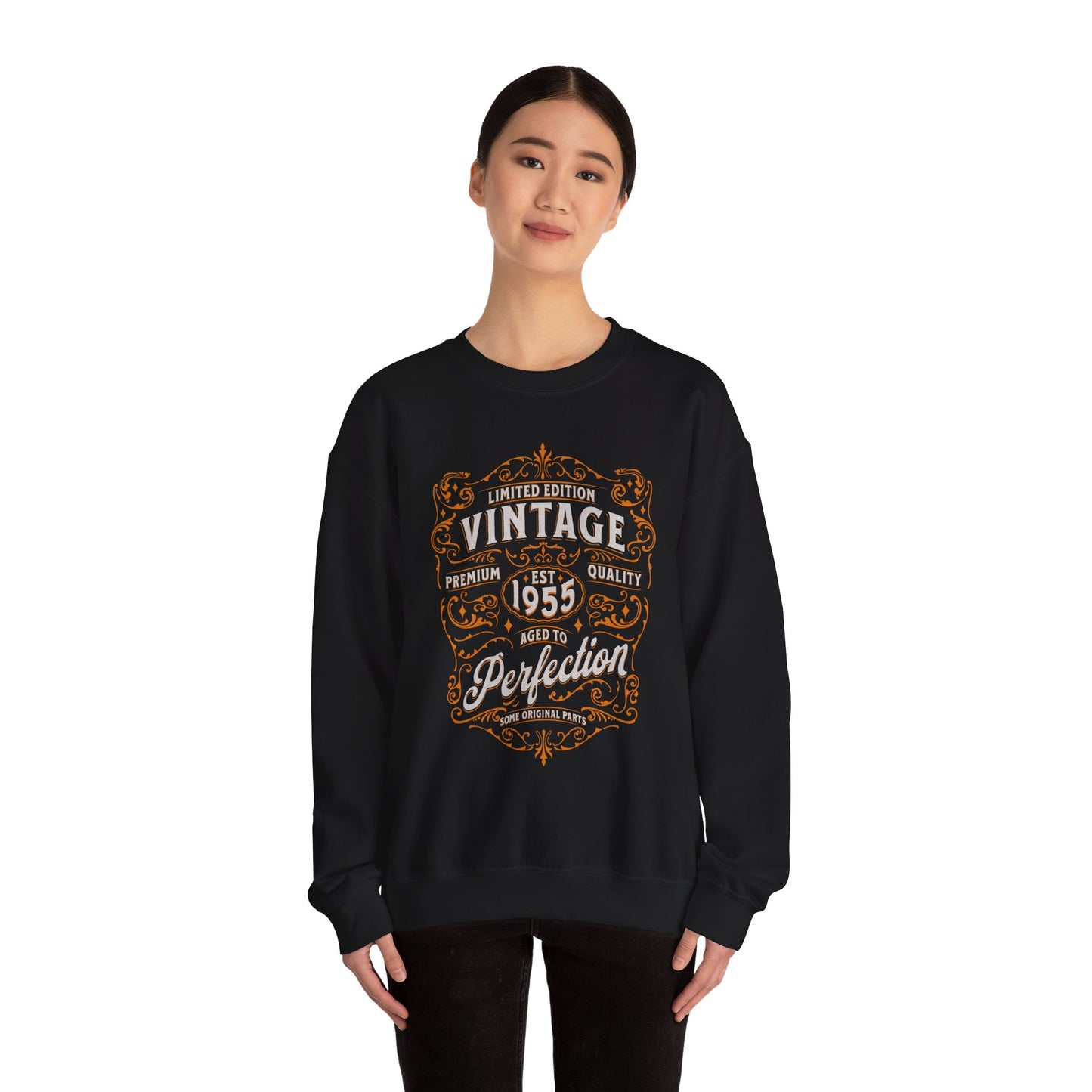 Personalized Vintage Perfection Crewneck Sweatshirt – Retro Graphic Pullover Shirt