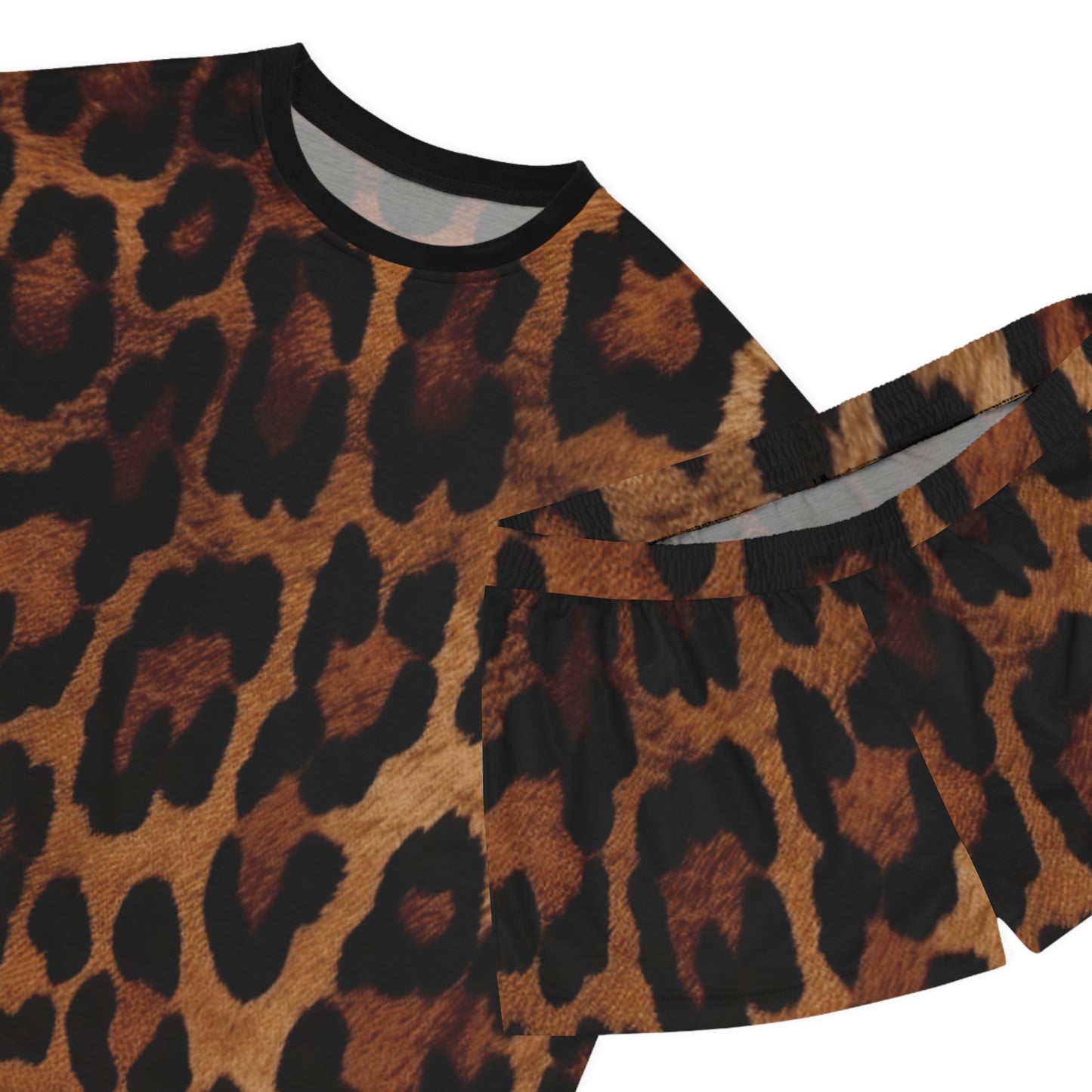Leopard Print Women's Pajama Set - Comfy Sleepwear, Loungewear, Gift for Her, Cute Animal Print Pajama Short Set, For Cozy Nights