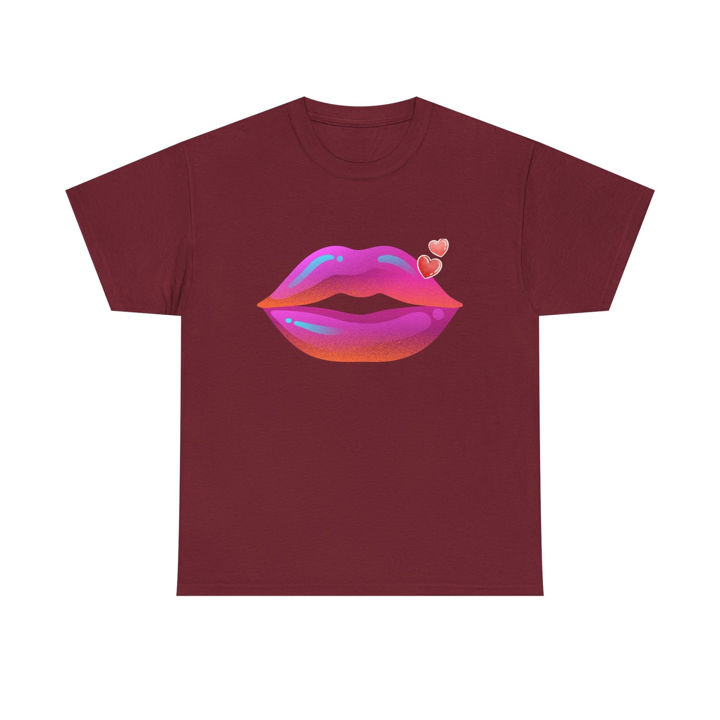 Bold Kiss Lips with Hearts Shirt, Vibrant Pop Art Lip T-Shirt, Valentine T-Shirt Gift, Lip Art Shirt, Black History T-Shirts for Women