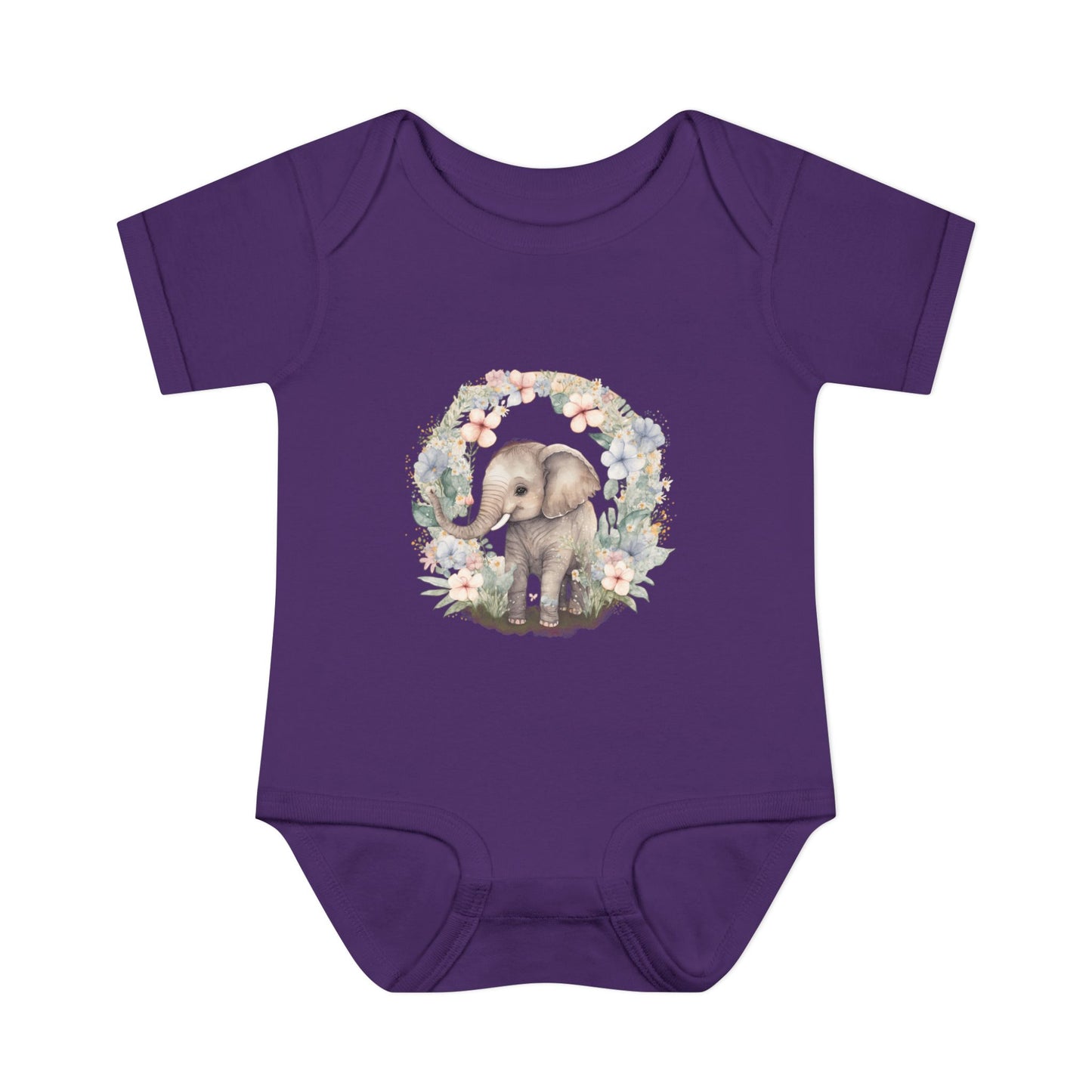 Elephant Baby Bodysuit, Cute Infant Outfit, Baby Shower Gift, Gender Neutral, Woodland Theme, Floral Design, Newborn Clothing