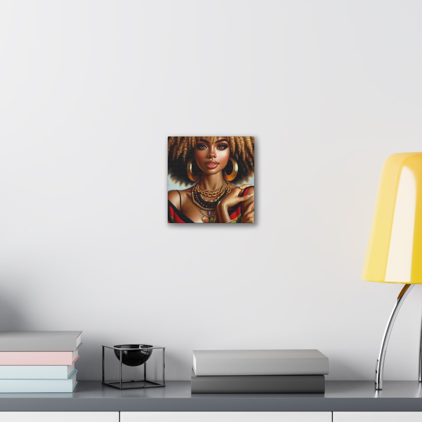 Vibrant Afrocentric Canvas Art, Fine Black Art Print, Beautiful Black Woman in Afrocentric Colors Canvas Photo,