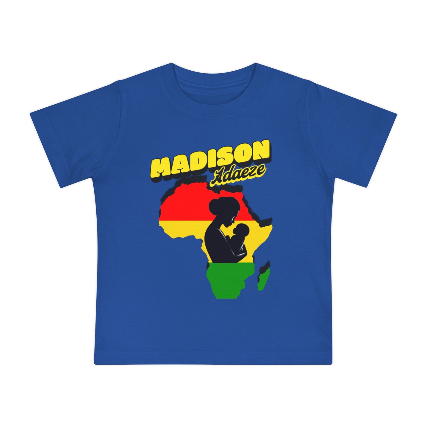 Mother Africa's Embrace Baby Short Sleeve T-Shirt, Design with Africa Silhouette, Personalized Baby T-Shirts, Juneteenth T-Shirt for Toddler,