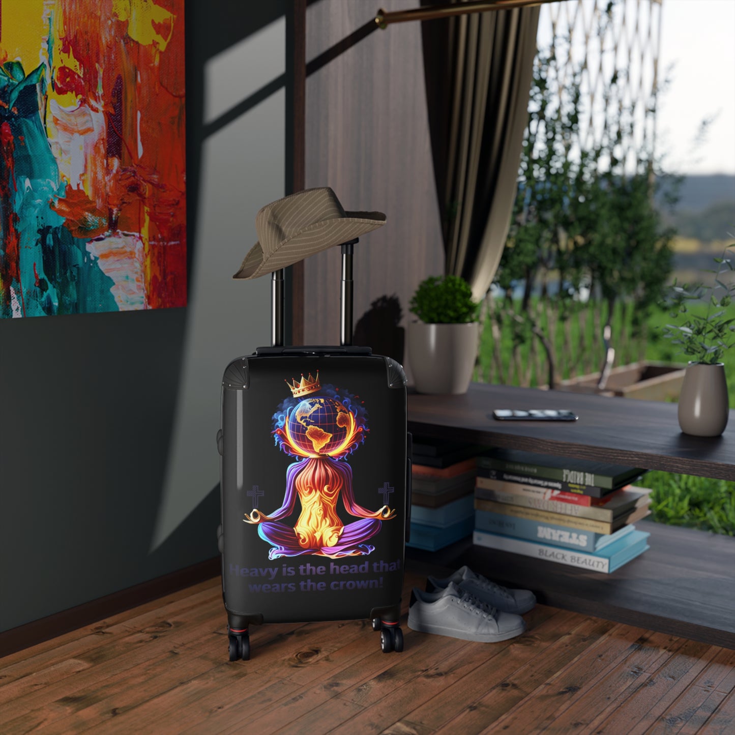 "Heavy is the Head" Travel Suitcase, Women Custom Suitcase, Inspirational Suitcase for Women, Colorful Suitcase for Women