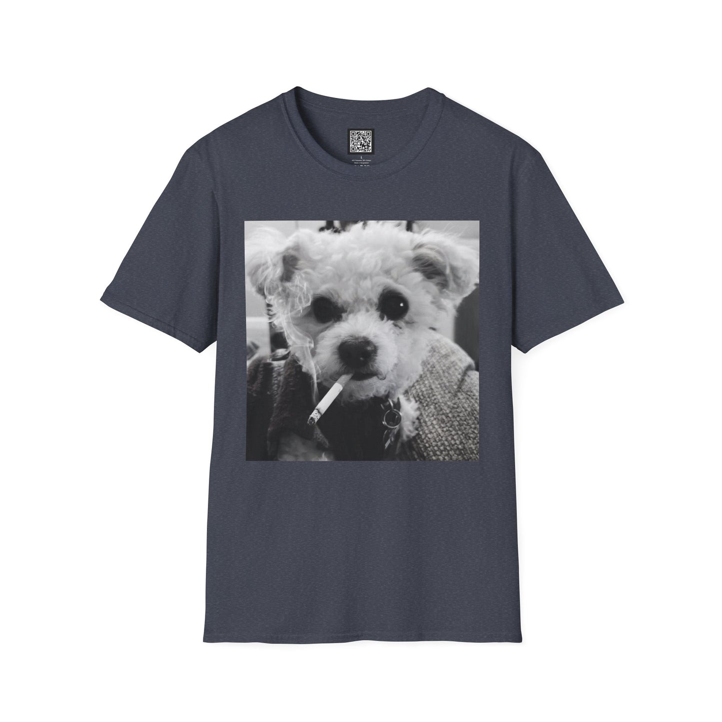 Personalized Smoking Puppy Photo T-Shirt — Retro Black & White Cute Dog Graphic Tee