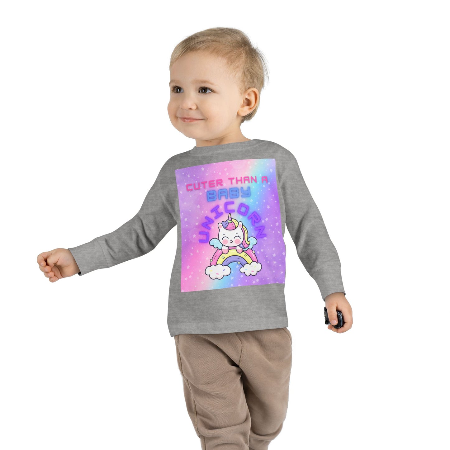 Cuter Than a Unicorn Toddler Long Sleeve Tee, Cute Birthday Gifts for Toddlers,
