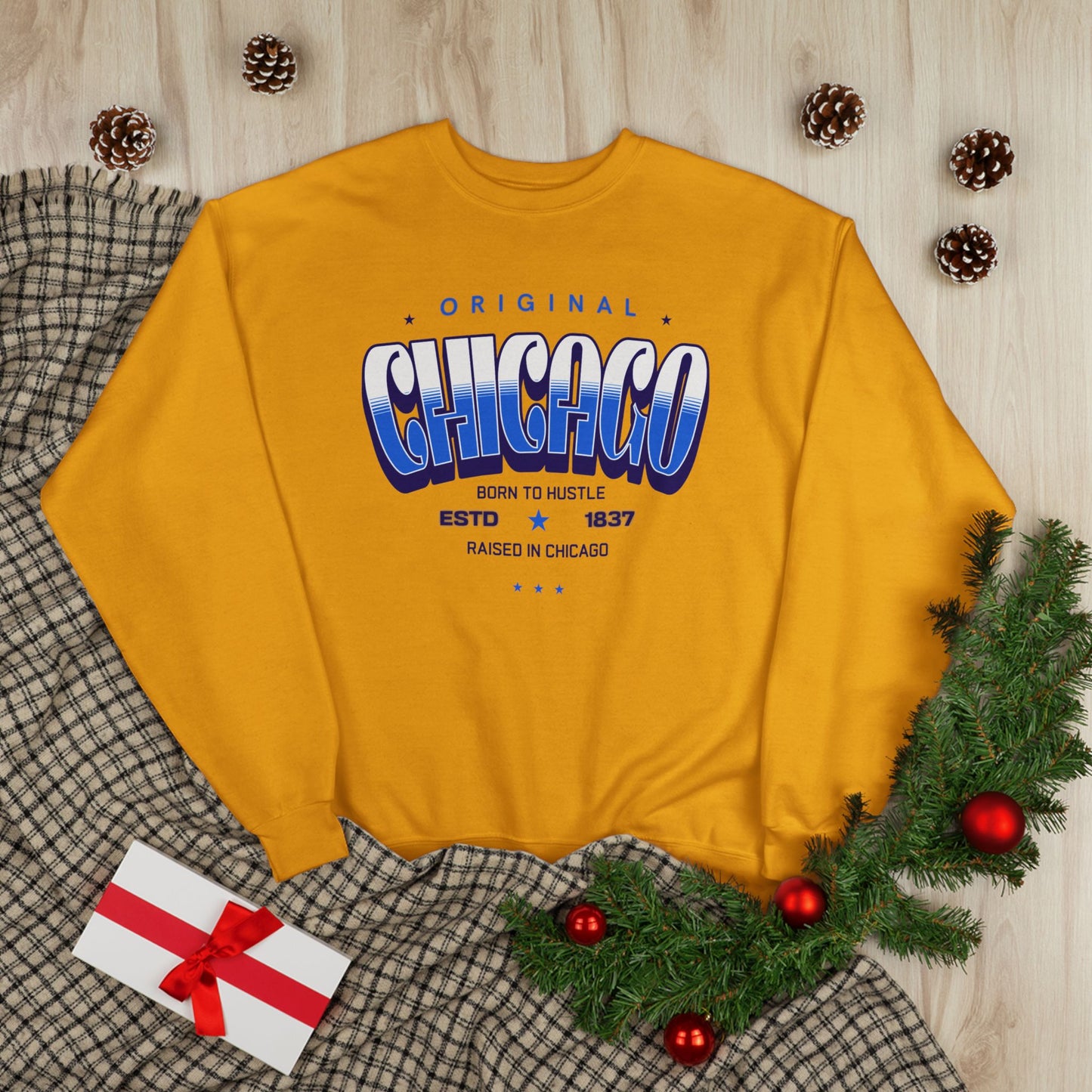 Chicago Hustle EcoSmart Crewneck Sweatshirt, Unisex Sweatshirt, Gift for Chicago Lovers, Trendy Streetwear, Casual Wear, Cozy Sweatshirt