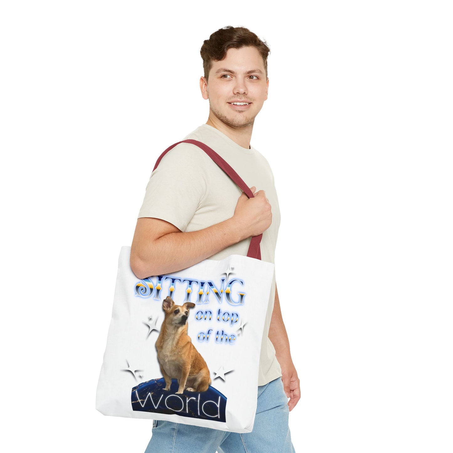 Personalized Tote Bag — "Sitting on Top of the World" Corgi Tote