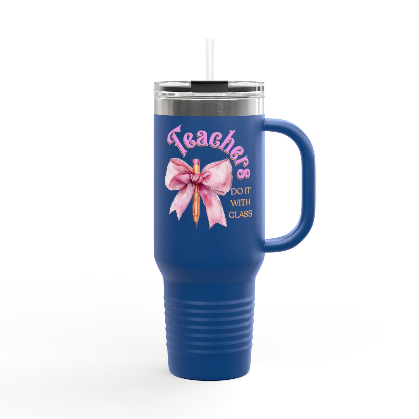 Stylish Insulated Travel Mug for Teachers, Cute 40oz Coquette Teacher Tumbler, Gifts for Educators, Coffee Lover Travel Cup, Back to School Mug Gift