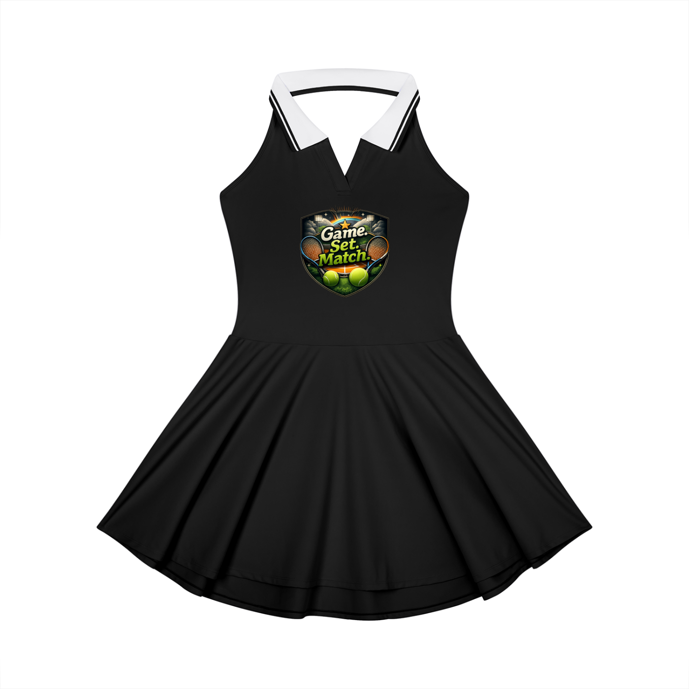 "Game, Set, Match" Women's Collared Halter A-Line Tennis Dress