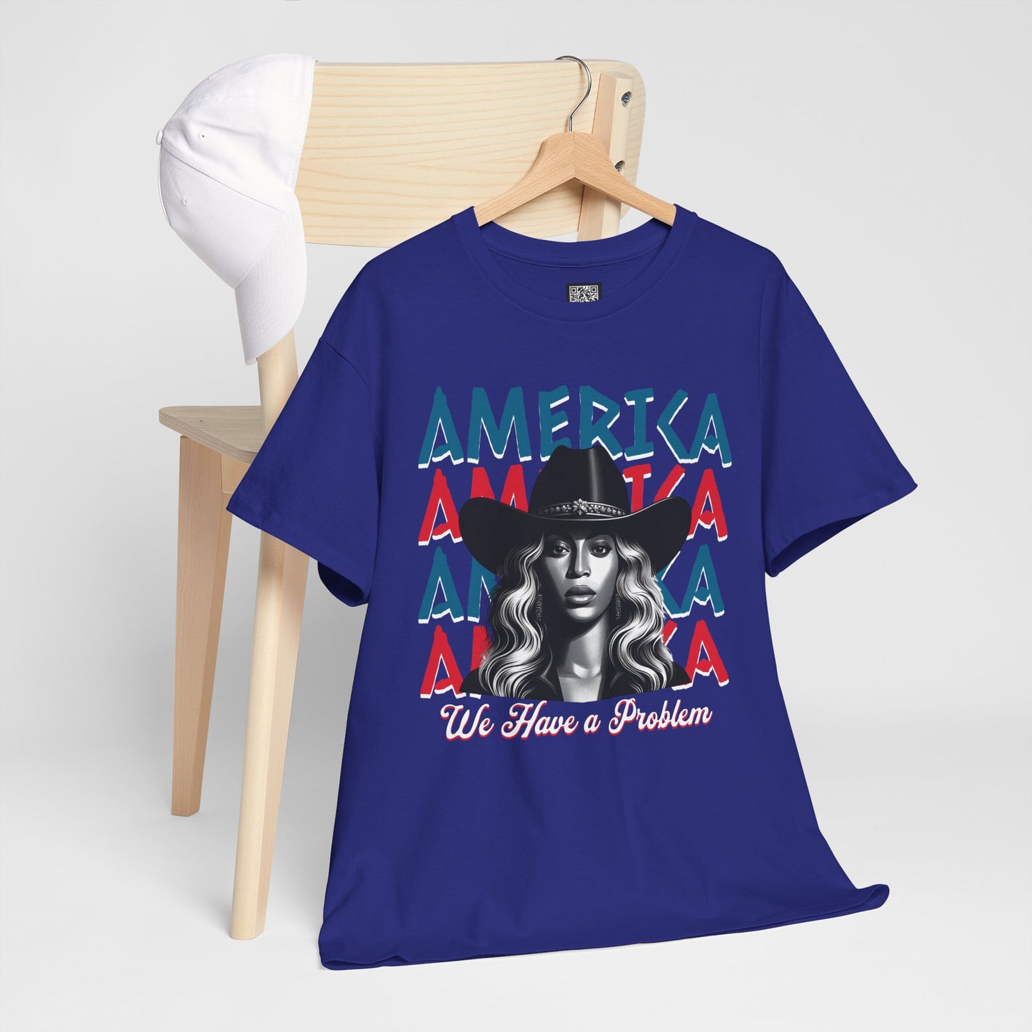 Patriotic Unisex Heavy Cotton Tee - 'Beyonce, America, We Have a Problem' Graphic Tee for Beyonce Fan Lovers, Beyonce Concert Tees