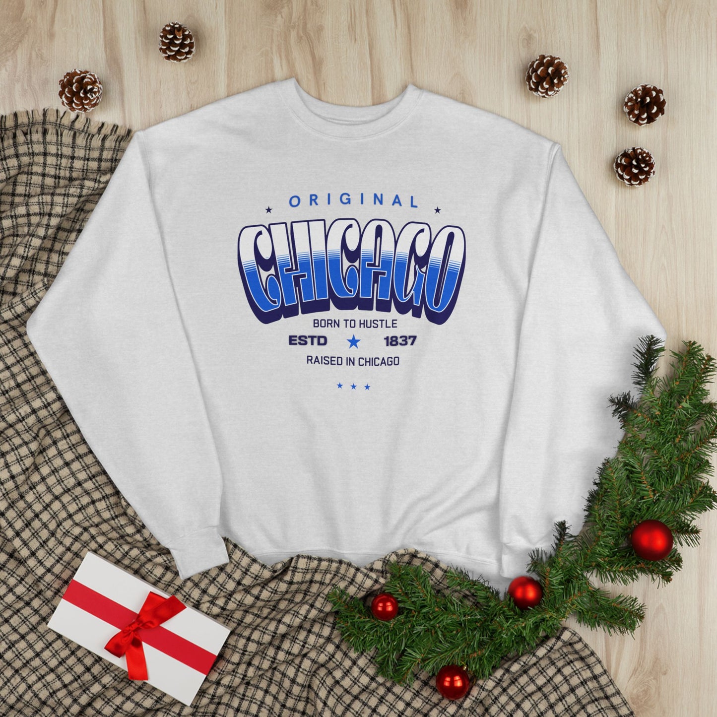 Chicago Hustle EcoSmart Crewneck Sweatshirt, Unisex Sweatshirt, Gift for Chicago Lovers, Trendy Streetwear, Casual Wear, Cozy Sweatshirt