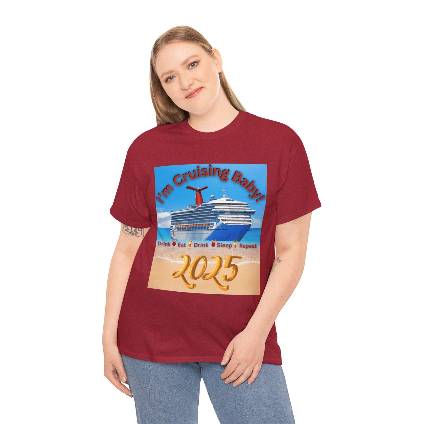 "I'm Cruising 2025" Unisex Heavy Cotton Tee, Cruise T-Shirts 2025, Unisex Cruise T-Shirts 2025, Bon Voyage Cruise Shirts