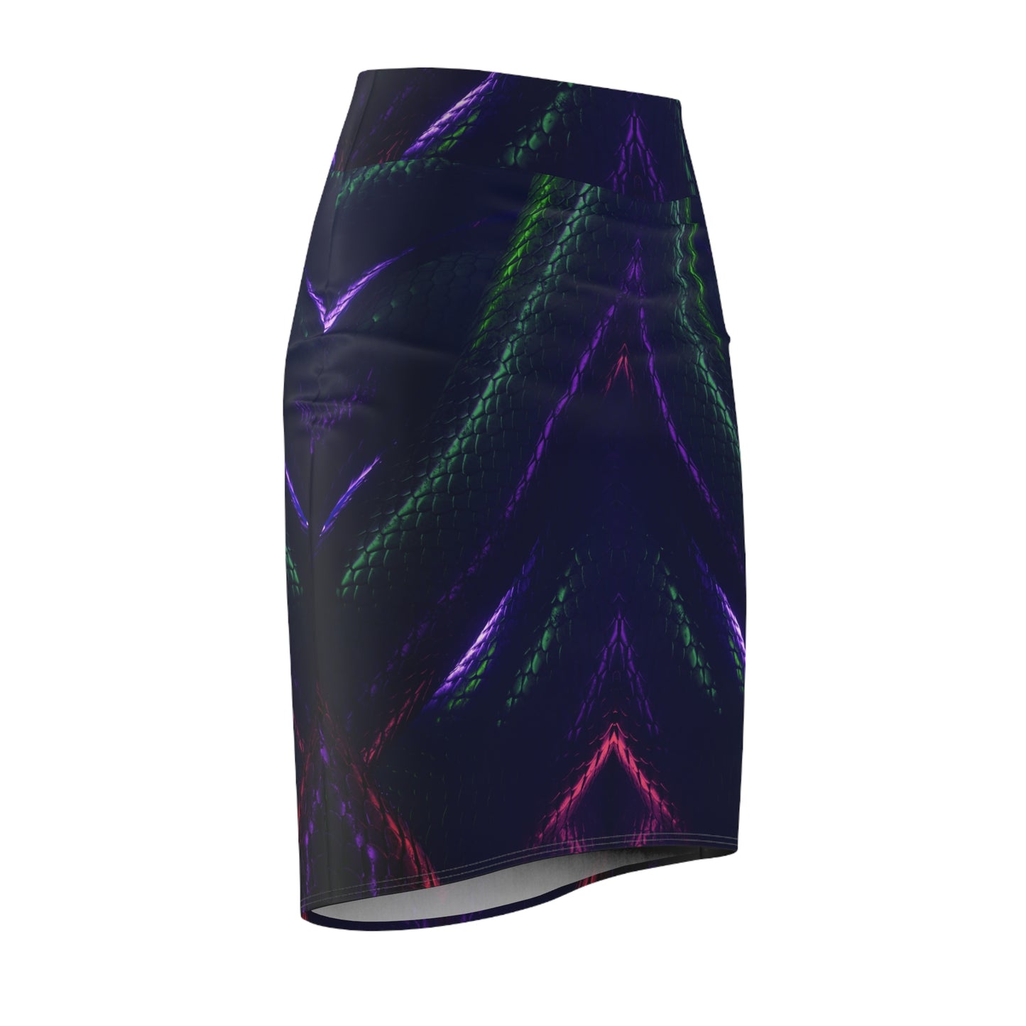 Neon Snake Print Women's Pencil Skirt