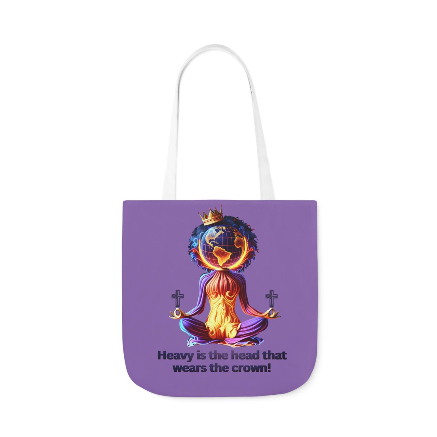 "Heavy is the Head" Canvas Tote Bag, 5-Color Straps, Purple Tote Bag for Women, Purple Inspirational Tote Bag for Women, Tote Bag Gift for Women
