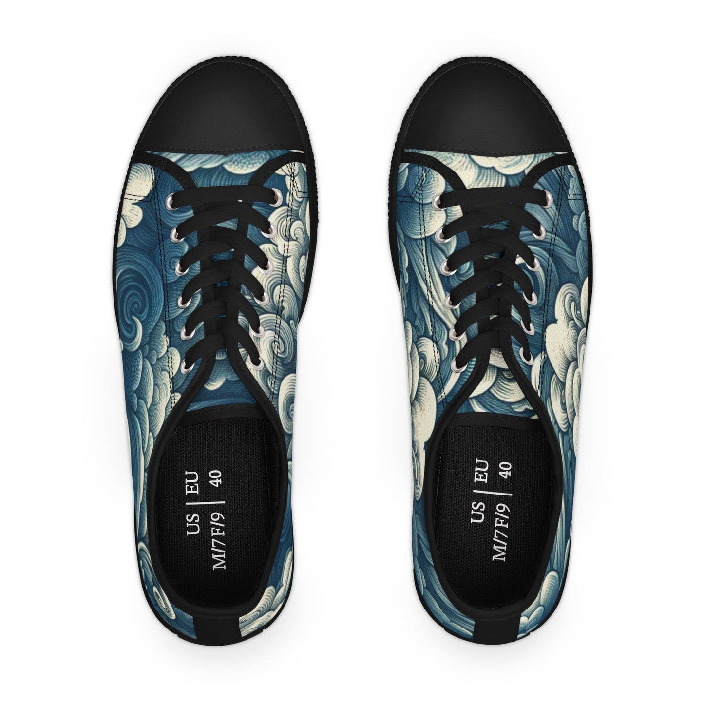 Women's Artistic Cloud Print Sneakers | Trendy Low-Top Shoes, Walking Sneakers, Casual Footwear, Gift for Her, Unique Sneaker Design
