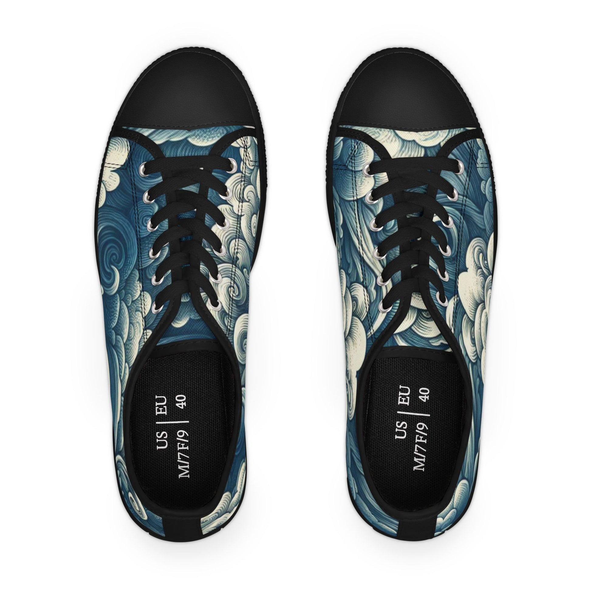 Women's Artistic Cloud Print Sneakers | Trendy Low-Top Shoes, Walking Sneakers, Casual Footwear, Gift for Her, Unique Sneaker Design