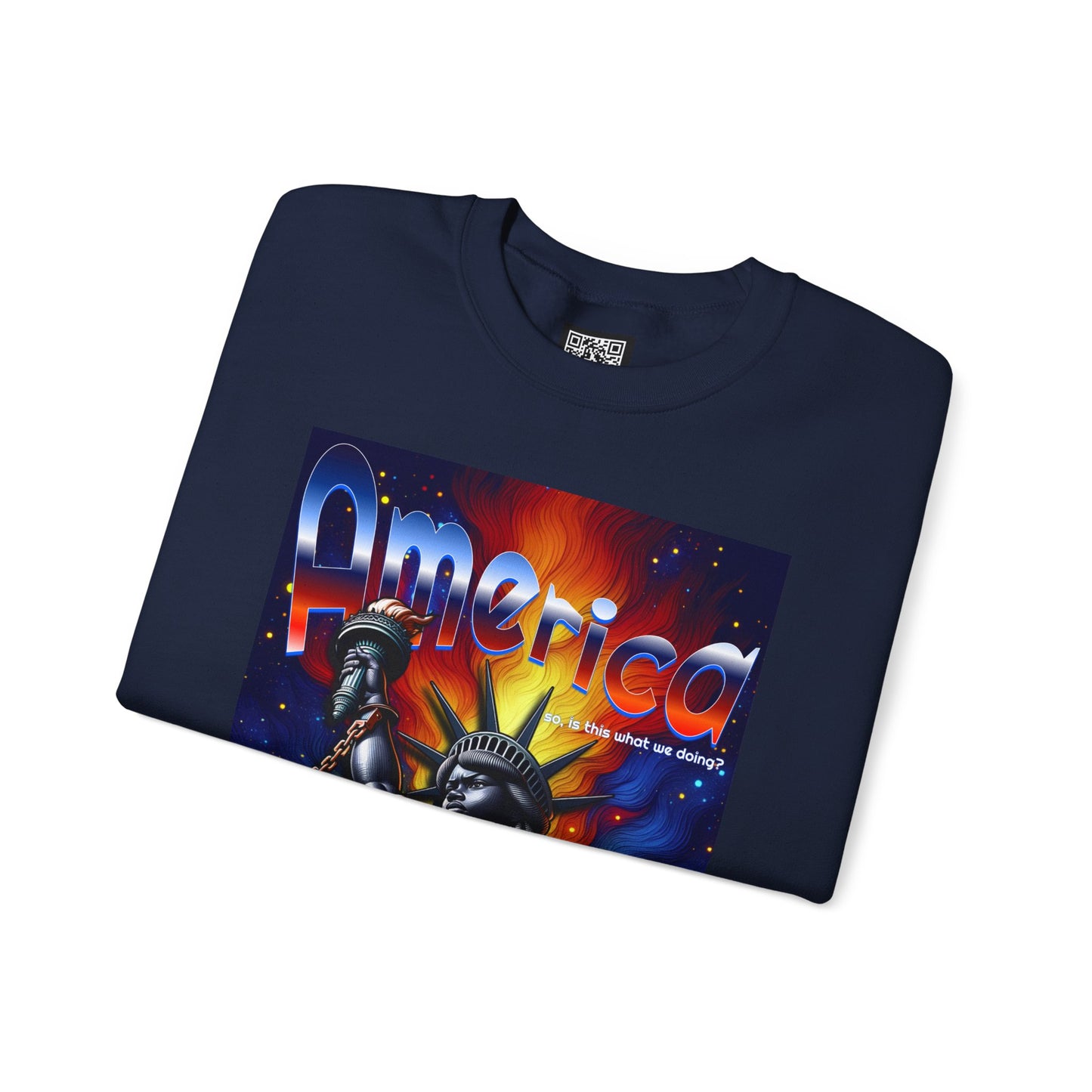 America Graphic Crewneck Sweatshirt - Juneteenth Unisex Heavy Blend™ - Casual Activist Fashion, No Kings Protest Shirt, Hands Off Protest Tee