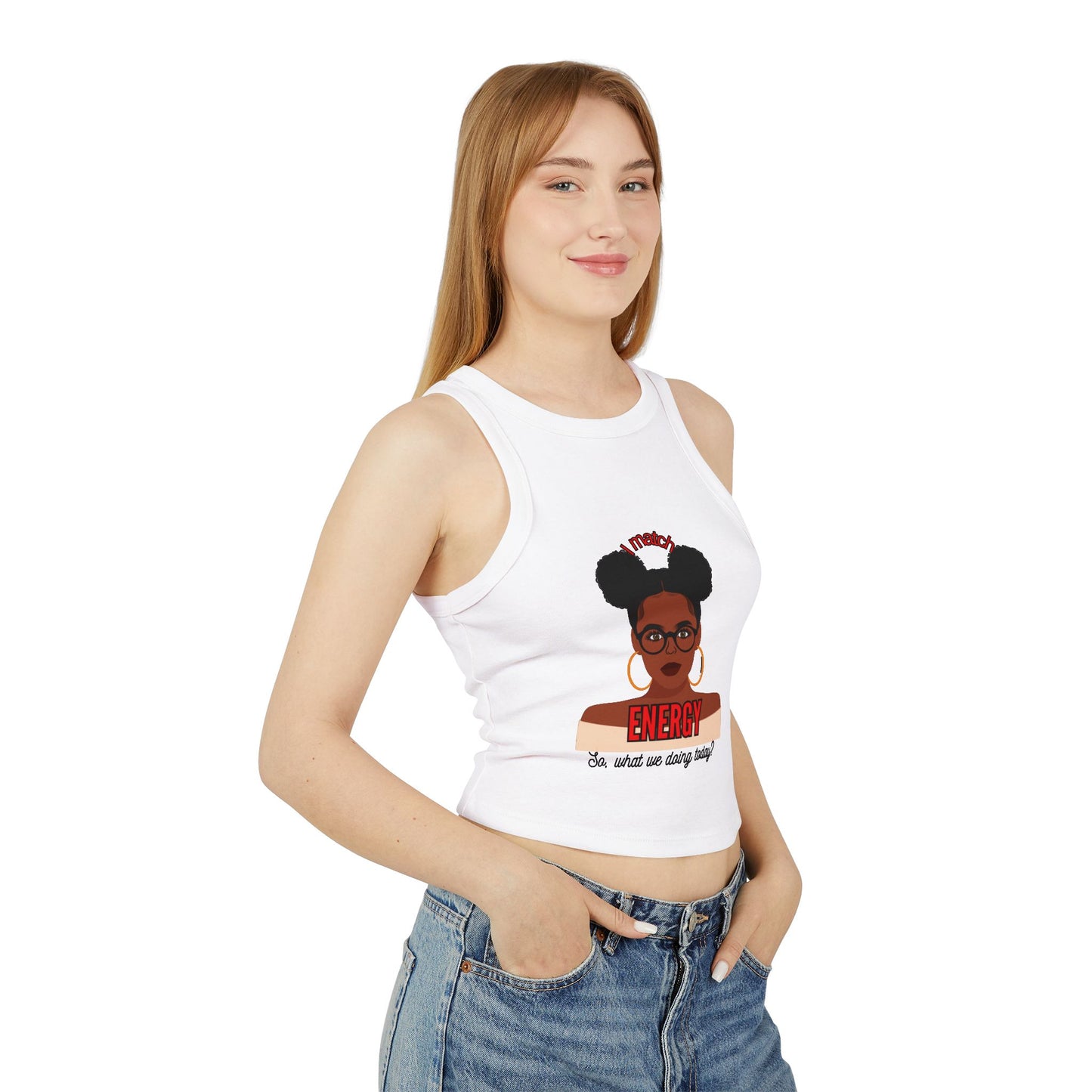 I Match Energy Women's Micro Rib Racer Tank Top,