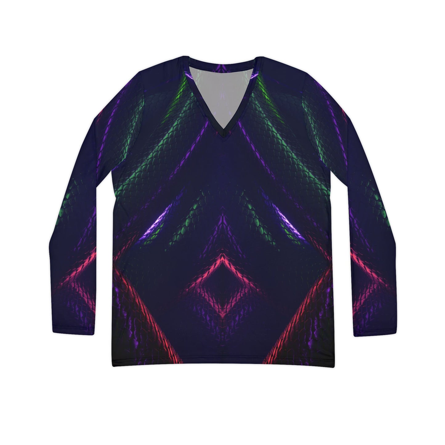 Vibrant Women's Long Sleeve Snakeskin V-Neck Shirt - Matching Yoga Pants