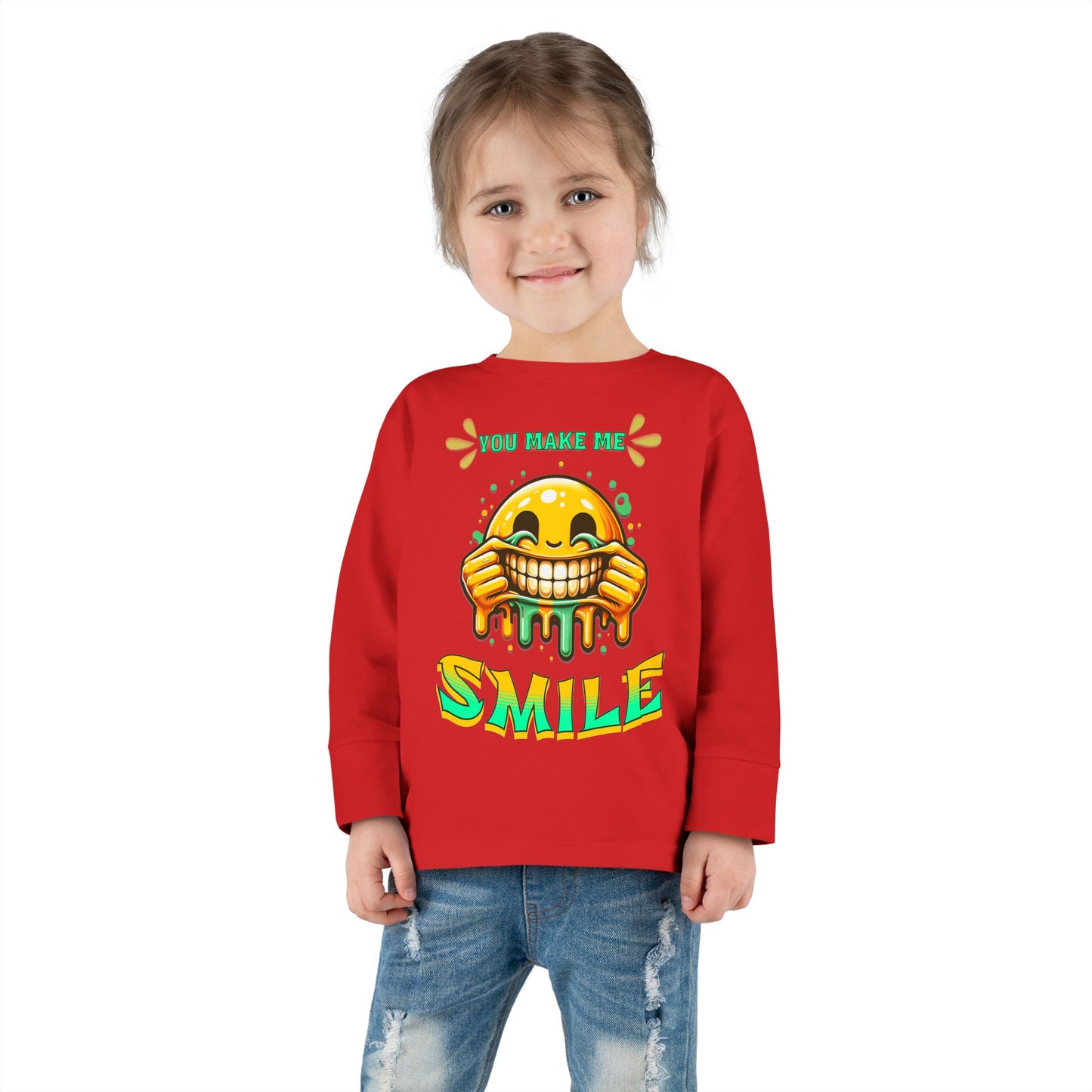 You Make Me Smile Toddler Long Sleeve Tee, Cute Kids T-Shirt, Joyful Nursery Clothing, Gift for Toddlers, Fall Fashion T-Shirts
