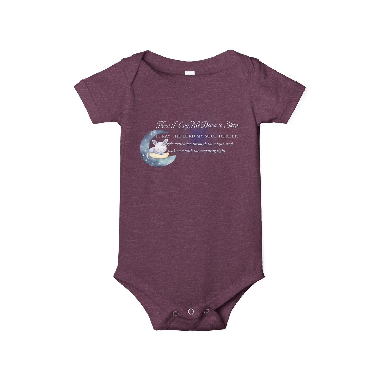 Cute Infant Jersey One Piece - "Now I Lay Me Down to Sleep" Baby Bodysuit, Newborn Baby Shower Gift, Onesie with a Nighttime Prayer