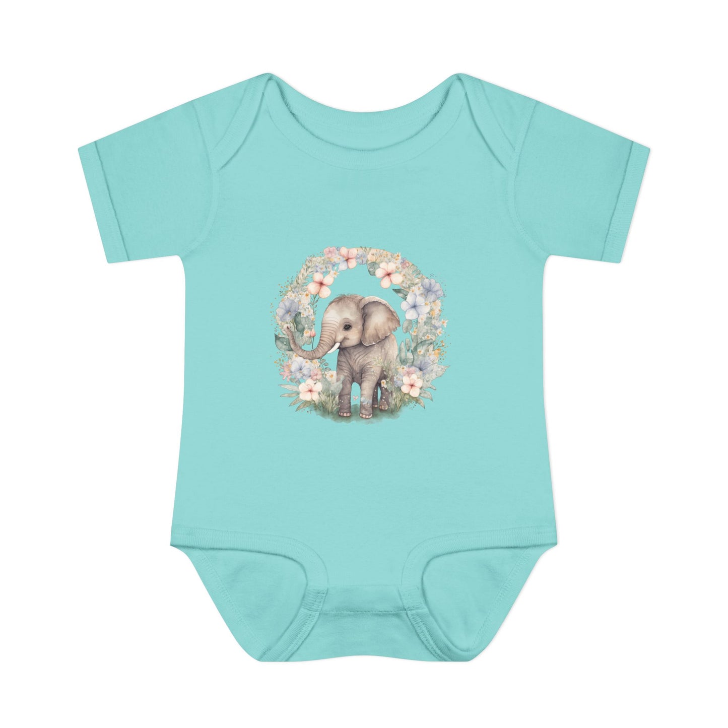 Elephant Baby Bodysuit, Cute Infant Outfit, Baby Shower Gift, Gender Neutral, Woodland Theme, Floral Design, Newborn Clothing