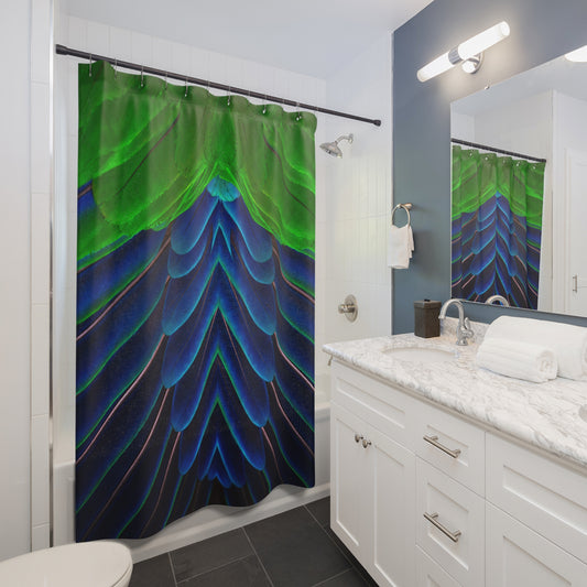 Vibrant Peacock-Inspired Shower Curtain - Colorful Peacock Feather Design for a Fresh Bathroom Decor