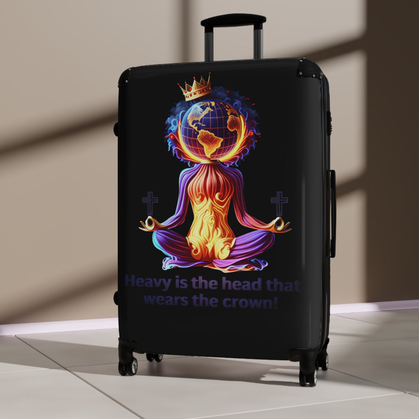 "Heavy is the Head" Travel Suitcase, Women Custom Suitcase, Inspirational Suitcase for Women, Colorful Suitcase for Women