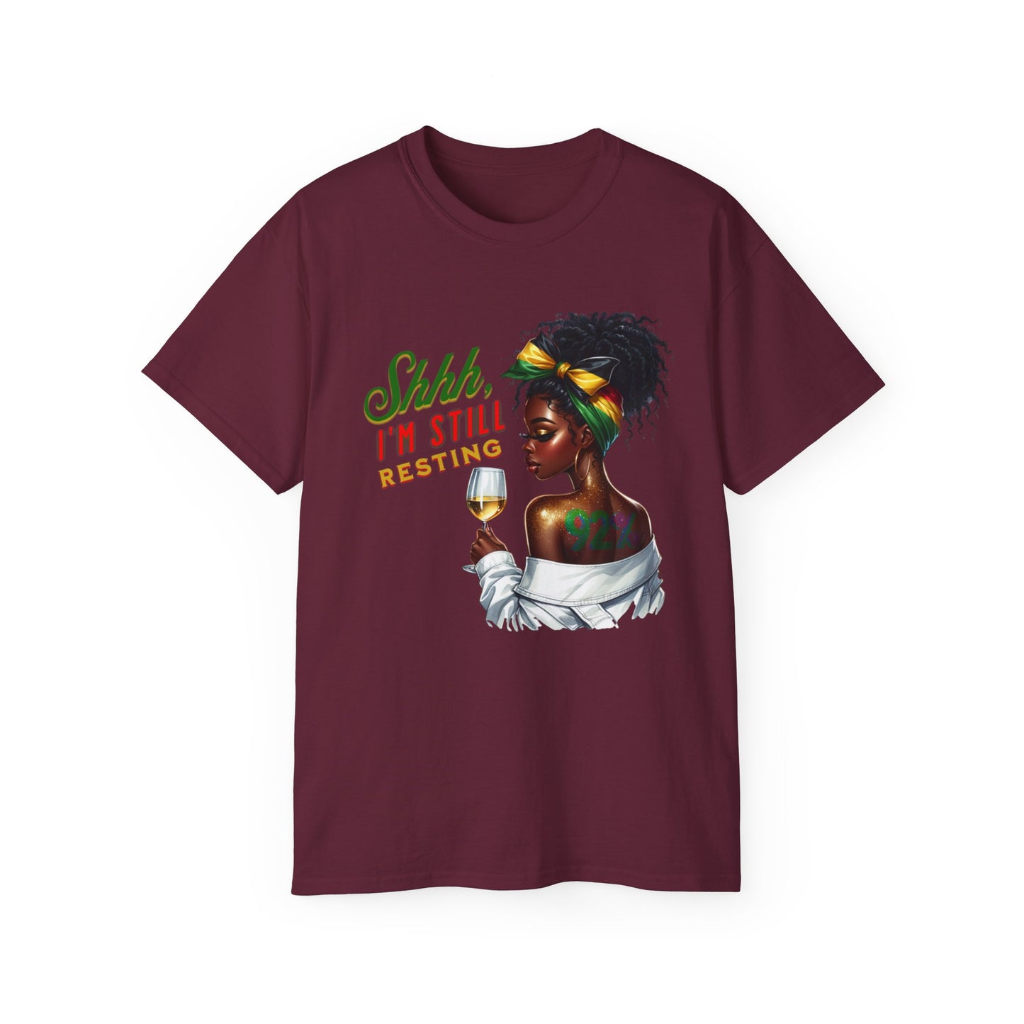 92% Black Women – Shhh, I’m Still Resting Tee, Melanin Magic Shirts, Black Women Empowerment Shirt, Black Excellence Tees, Self-Care & Rest