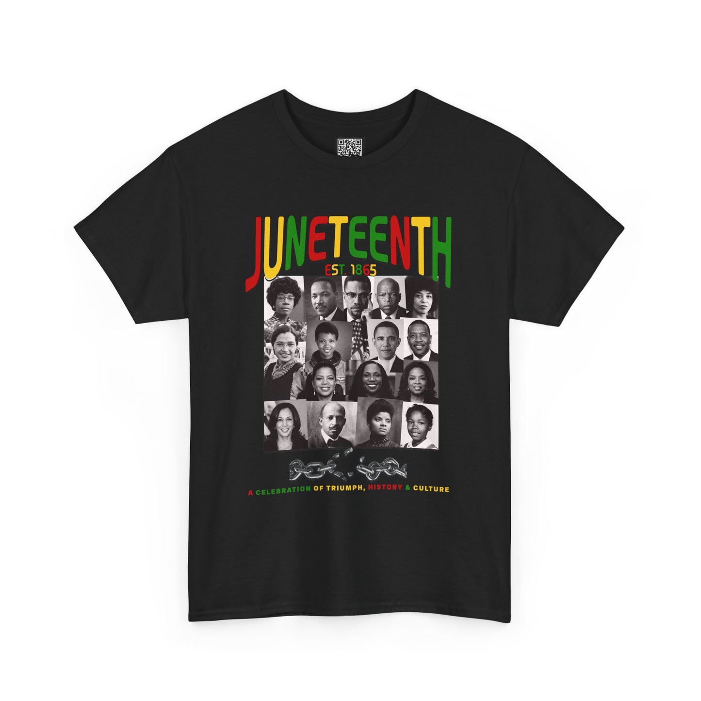 Juneteenth Celebration T-Shirt – "Let Freedom Ring" Colorful Chain Design (Est. 1865)