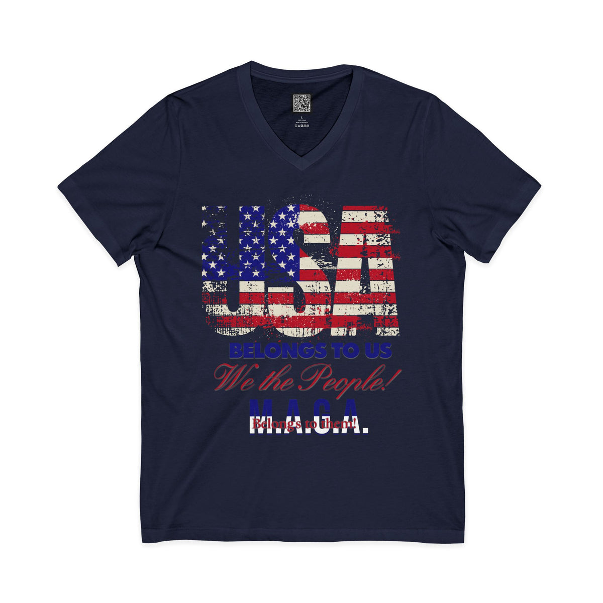 No Kings Protest V-Neck Tee – USA Belongs to We the People, Hands Off Shirt, Fight Oligarchy, Anti-MAGA Tee, S–2XL