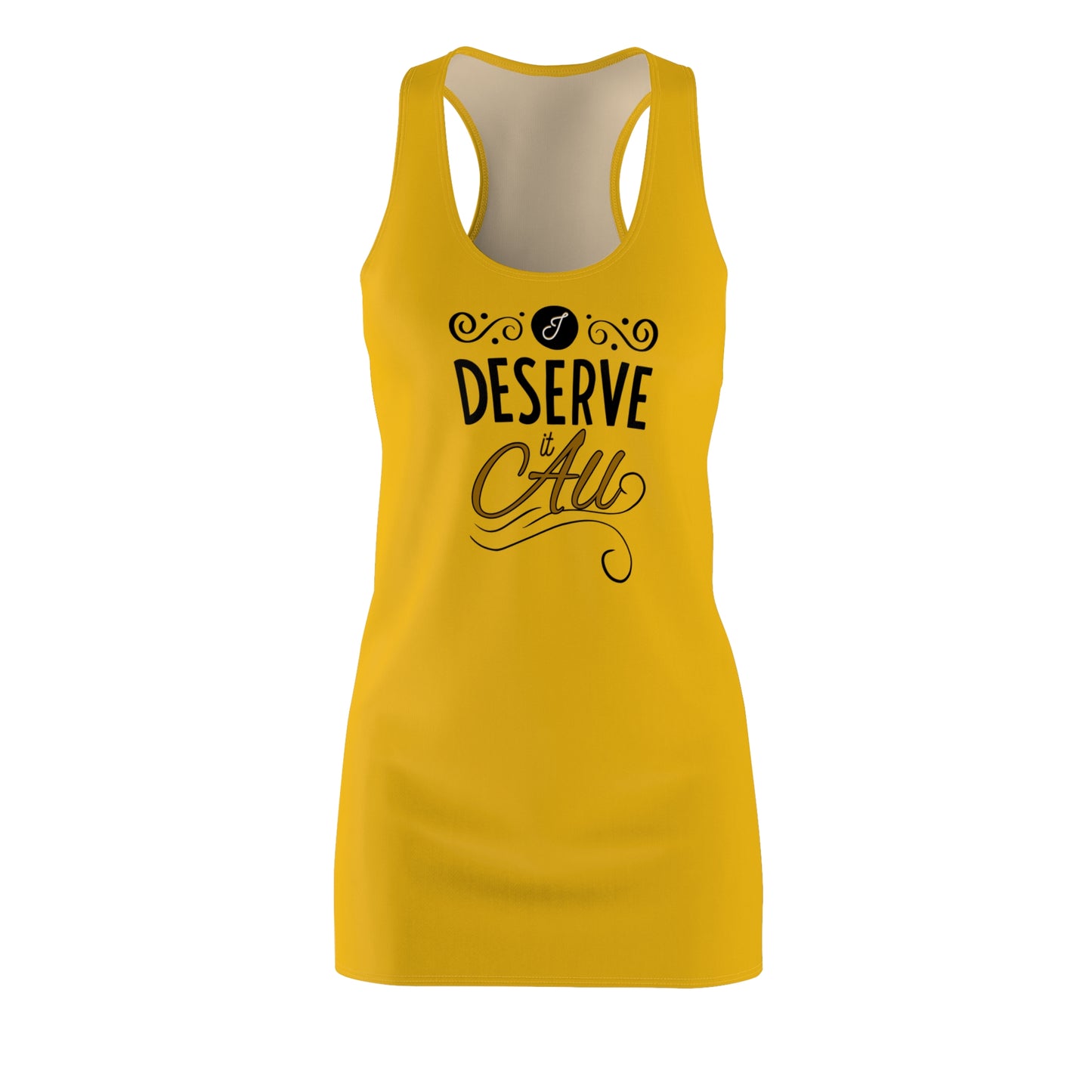"I Deserve It All" Women's Racerback Dress, Kendrick Lamar Superbowl T-Shirt Dress, Superbowl T-Shirt, Rap, Hip Hop, Compton T-Shirt Dress
