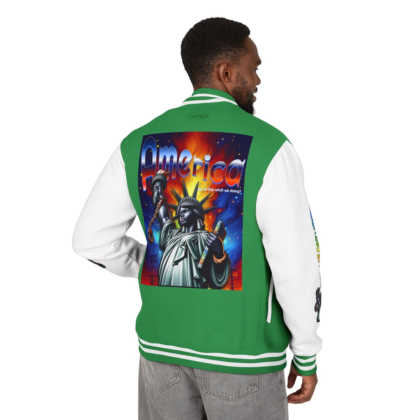 Letterman Jacket — 'America' Statue of Liberty Retro Graphic
